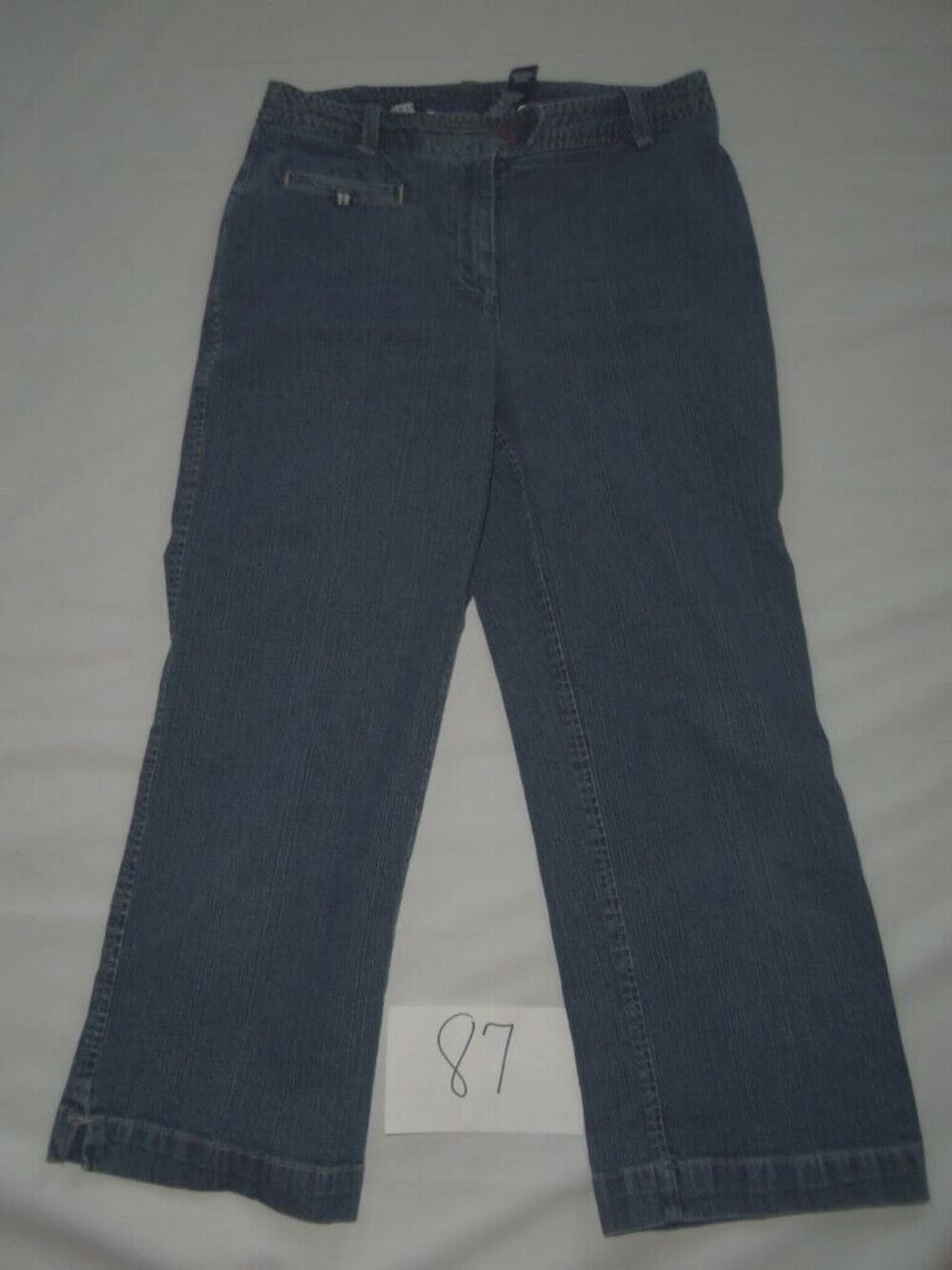 Liz Claiborne Crazy Horse Blue Jeans Capris 6 Petite Stretch Womens -081287